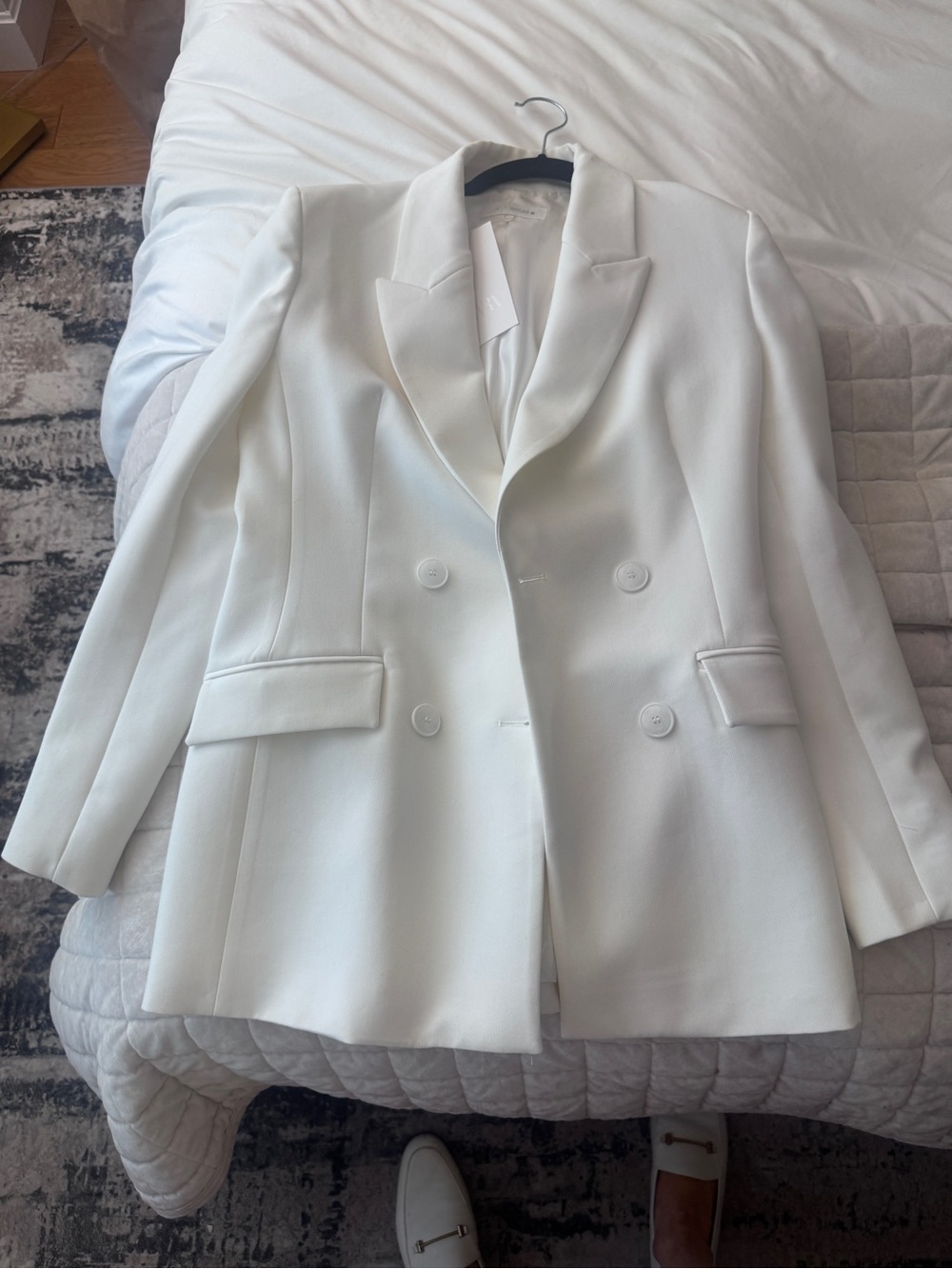 Zara Double-Breasted White Blazer Jacket